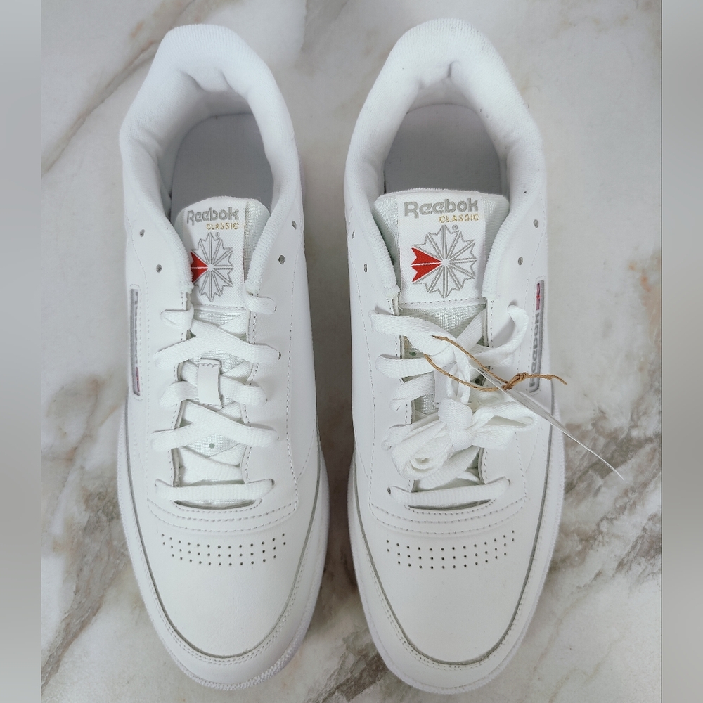 NIB Reebok Men's Club C 85 White Sheer Grey Leather Tennis Shoes Sneakers, 14 - Picture 7 of 11